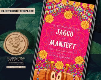 Digital Jaggo Invitation: Punjabi Wedding Night Invite (Digital Download)