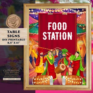 Indian Wedding decor Food stall sign, Desi Food station sign & Indian Food sign Mehndi decoration Mehndi station decor as Indian Haldi decor