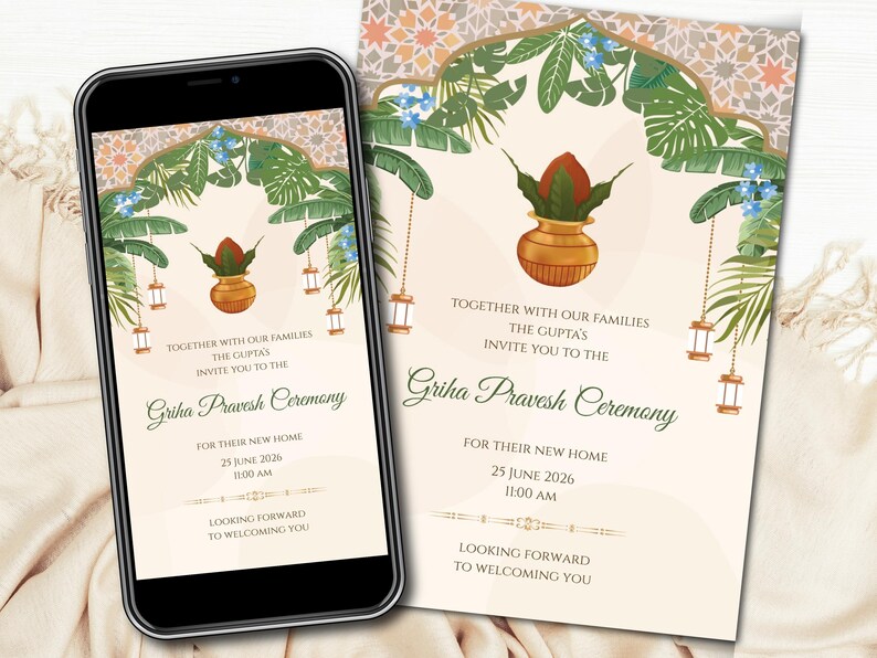 Griha Pravesh Invitation Template, Indian Housewarming Invite Canva ...