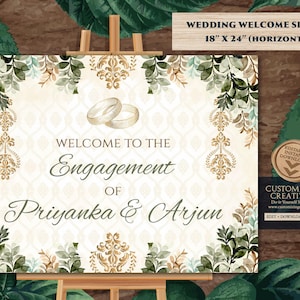 Roka Ceremony Welcome Sign: Punjabi Engagement Floral Decor (Digital Template)