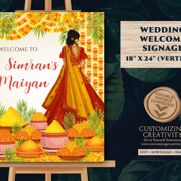 Maiyan Welcome sign Maiyan board Haldi decor, Haldi Welcome sign & Mehndi Signs, Mehendi welcome Signs as Mehndi Decor Mayoun welcome signs