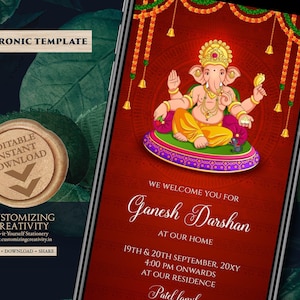Ganesh Chaturthi Invitation: Indian Pooja Card (Digital Download)