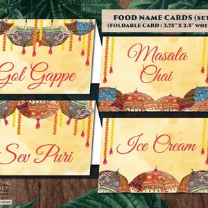Indian Wedding Food Tags: Mehndi Decor Place Cards (PDF)