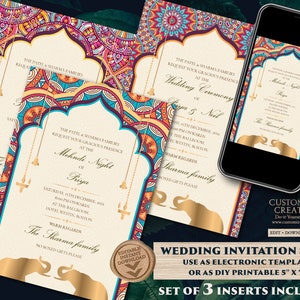 Convites de elefante Mandala como convites indianos Elefante, cartões de casamento indianos como convite de casamento de elefante Mandala, convites elefantes indianos