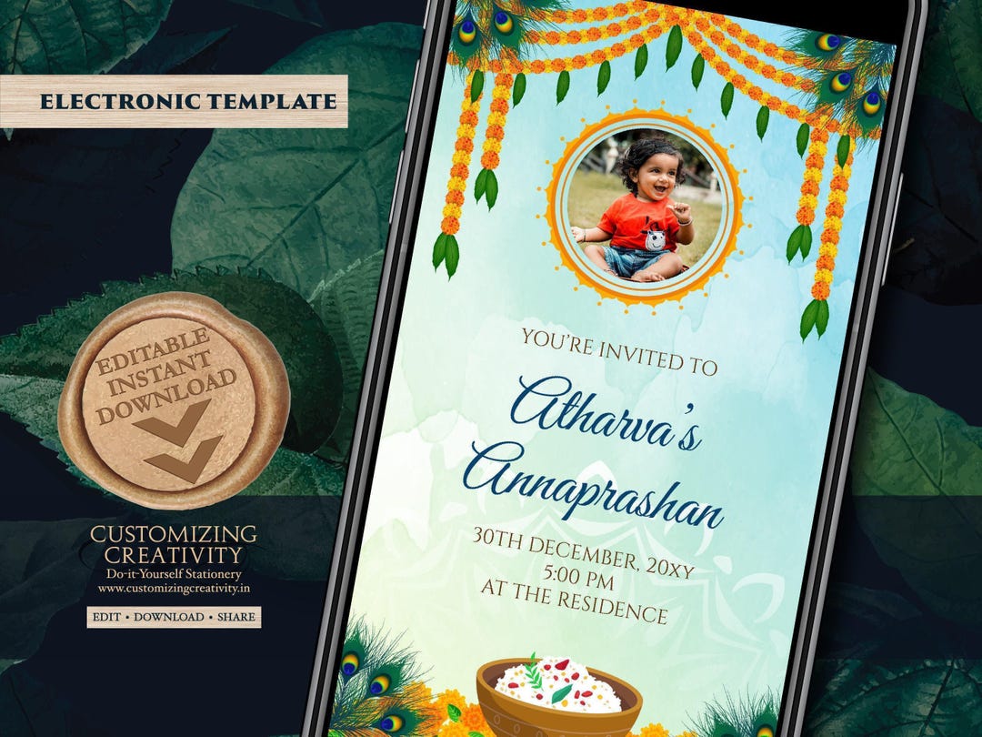 Annaprashan Invitation Template: First Rice Feeding Ceremony (digital ...
