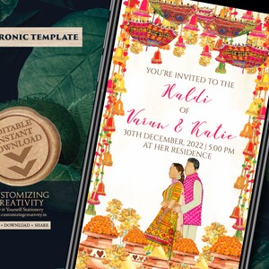 Carte d’invitation Haldi en tant qu’invitations Pithi, invitations Haldi et invitations Pithi, invitations Holud en tant que cartes Pithi, invitation Gaye Holud en tant que carte Haldi