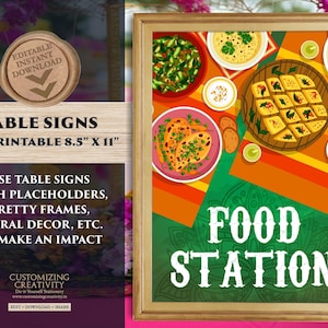 Desi Food station sign Indian Wedding decor, Mehndi station decor as Haldi decor, Henna station signs & Mehndi decoration, Indian Food signs