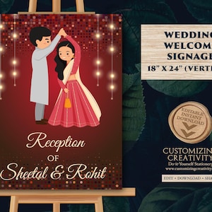 Indian Wedding Reception Welcome Sign: Editable Template (18x24&quot;, PDF)