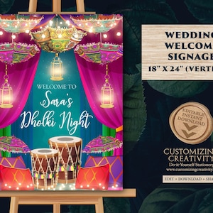 Dholki Welcome Signs as Dholak Welcome signs, Muslim Dholki Decor signs & Dholki Night Signs, Dholak Night signs as Punjabi Dholki signs