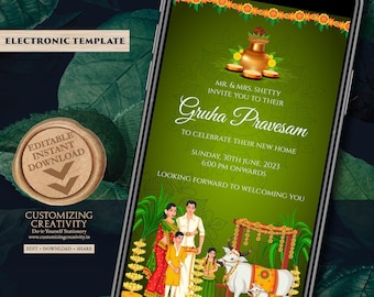 Indian Housewarming Invitation: Griha Pravesh Pooja Invite (Digital)