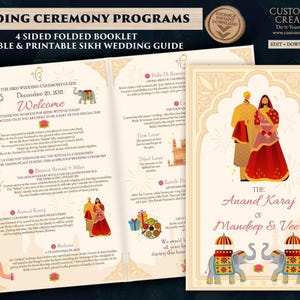 Sikh Bruiloft Programma&#39;s & Anand Karaj gids afdrukbaar, Gurudwara Bruiloft programma&#39;s een Sikh Ceremonie Gids, Punjabi Ceremonie programma Infographics