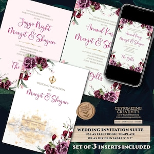 Sikh Shaadi card Punjabi Wedding invitation, Sikh wedding card & Punjabi Wedding invitation, Indian wedding invitation Sikh wedding invite