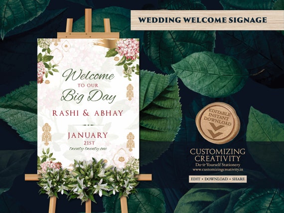 Telugu Wedding Welcome Sign as Telugu Wedding Signages South -  Norway
