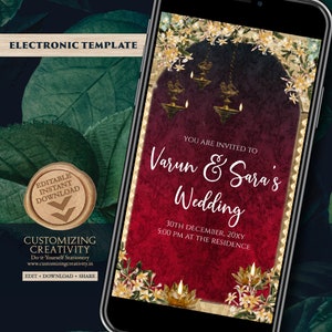 Faire-part de mariage hindou numérique Faire-part hindou, faire-part de mariage indien sous forme de cartes de mariage hindou, faire-part de mariage indien et carte de mariage indien