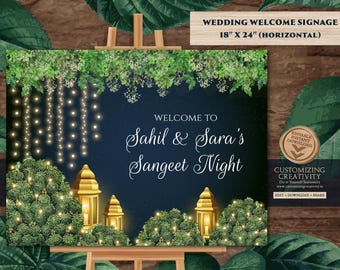 Sangeet Welcome Sign: Indian Wedding Decor (18x24" PDF)