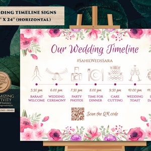 Hindu Wedding program Indian Wedding timeline poster, Indian Wedding program & Hindu wedding timeline, Indian Wedding itinerary timeline