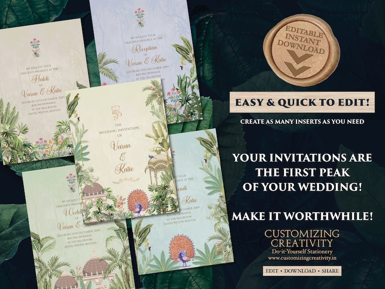 Indian wedding invitation Digital Hindu Wedding card, Indian wedding card as Indian Wedding invite, Hindu invitation as Hindu wedding invite image 5