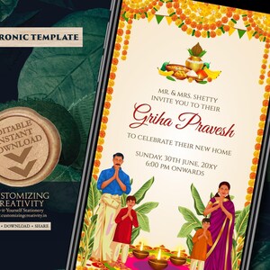 South Indian Housewarming Invitation: Grihapravesham Pooja (Digital Download)