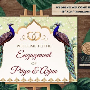 Indian Engagement Welcome Sign: Floral Ring Ceremony Board (Digital Download)