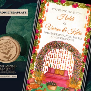 Holud invita como tarjetas Pithi, haldi invita tarjeta como invitaciones Pithi, invitaciones Haldi e invitaciones Pithi, invitación Gaye Holud como tarjeta Haldi