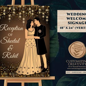 Indian Wedding Reception Welcome Sign Template (Digital Download)