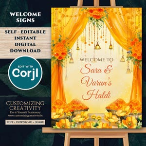 Haldi Welcome Sign: Indian Wedding Decor (Digital Download)