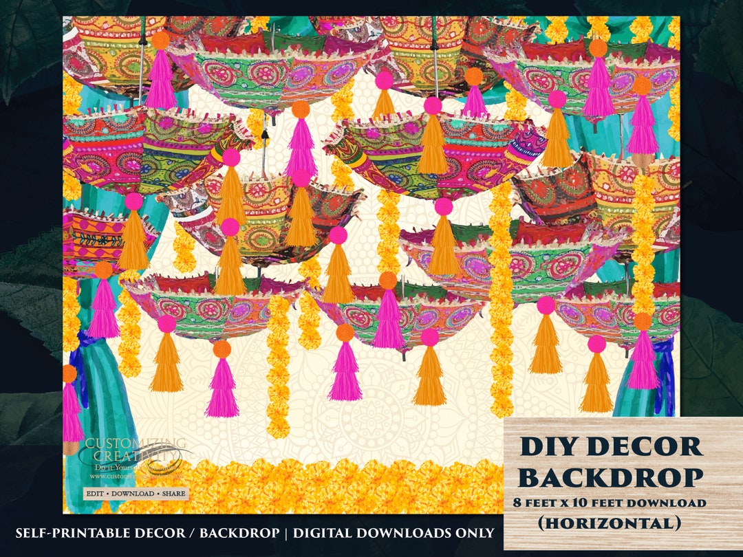 Umbrella Decor Mehndi Decoration, Mehndi Decor as Haldi Backdrop