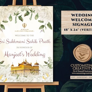 Sukhmani Sahib Path Welcome as Sri Sukhmani Sahib Welcome, Sikh Wedding sign as Sukhmani Sahib Path sign, Sukhmani Paath Sikh Welcome sign