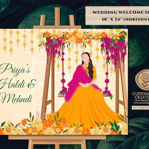 Letrero de bienvenida Haldi: Decoración para bodas indias (Descarga digital)