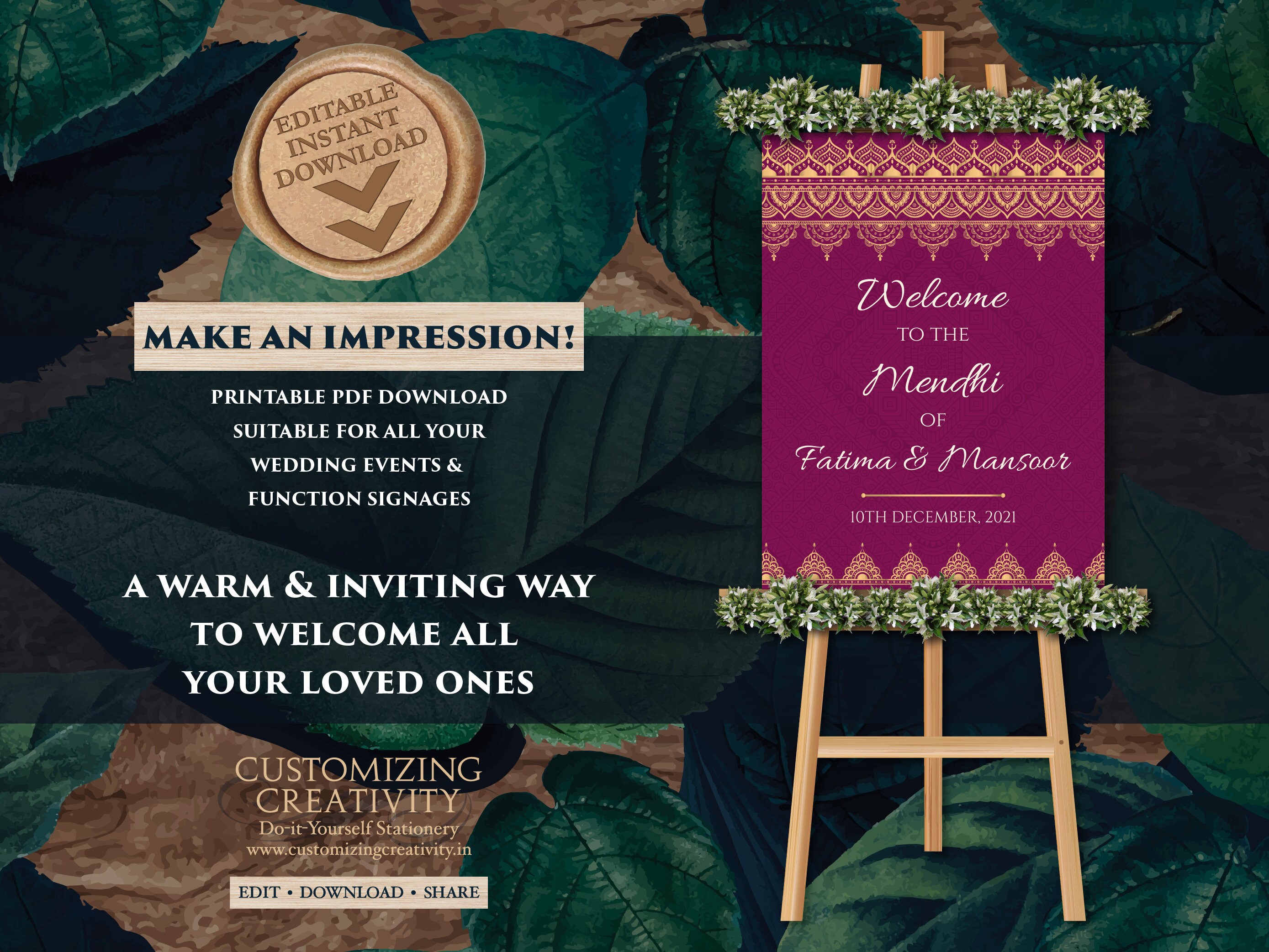 Welcome to Nikah Signage & Muslim Wedding Welcome Sign Mehndi | Etsy