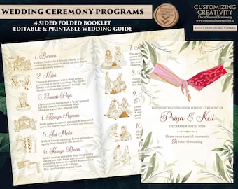 Hindu Wedding Program Template: Gujarati Ceremony Guide (Digital Download)