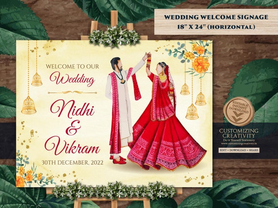 Phera Welcome Sign as Indian Wedding Welcome Board Hindu | Etsy