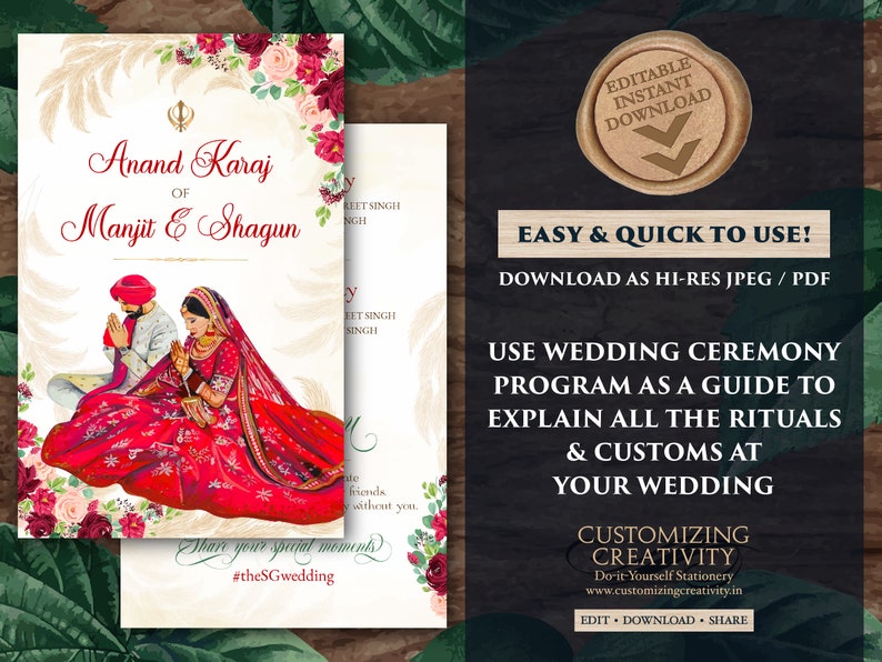 Sikh Wedding guide & Sikh ceremony programs Punjabi, Sikh wedding programs Anand Karaj guides, Sikh ceremony guide Anand Karaj Program Sikh image 6