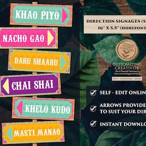 Bunte Mehndi Willkommen Schilder: Desi Hochzeitsdeko (Digitaler Download)