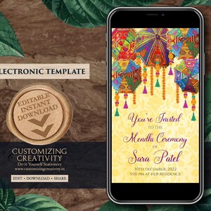 Digital Mehndi Invitation: Henna Party Electronic Template image 2