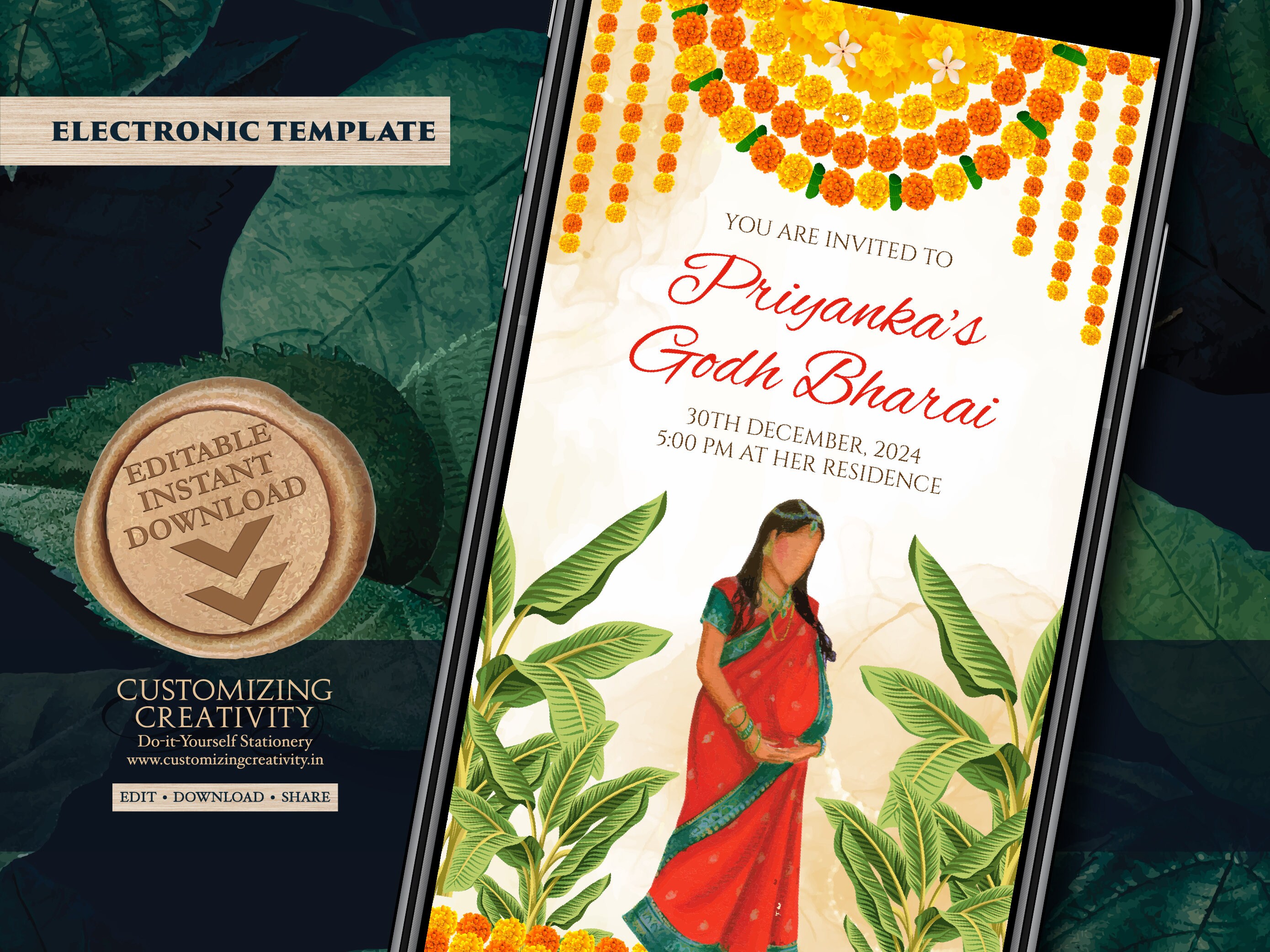 Godh bharai best sale invitation