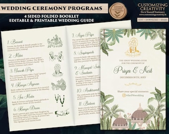 Indian Wedding Program: Gujarati & Hindu Ceremony Guide (Digital Download)