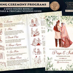 Indian Wedding guide as Gujarati Wedding program, Hindu Ceremony Program & Hindu Wedding program template Hindu, Hindu Wedding Program guide