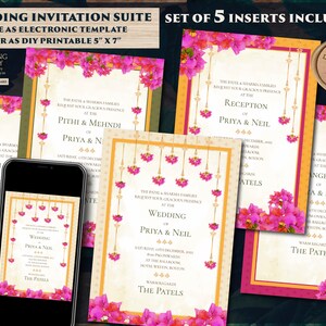 Convites florais indianos Desi e convites indianos digitais, convites de casamento hindu como cartão de casamento indiano hindu, convite eletrônico hindu