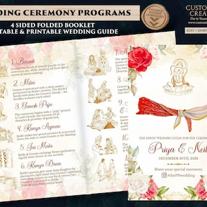 Gujarati Wedding program & Hindu Wedding Program guide, Indian Wedding guide as Hindu Ceremony Program, Hindu Wedding program template Hindu