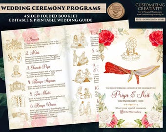 Indian Wedding Program Template: Hindu Ceremony Guide (Digital Download)