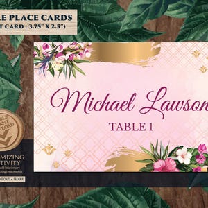 Tropical Place Cards Indian Menu as Indian table cards Wedding, Indian escort cards & Tropical Name tags, Indian Wedding Food Labels Dinner