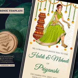 Digital Mehndi invitations Haldi card as, Digital Mehendi invites & Haldi invitations, Digital Pithi invites as Mendhi invites, Holud invite
