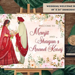 Anand Karaj Welcome Sign: Sikh Wedding Decor (Digital Download)