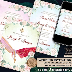 Punjabi wedding cards Sikh wedding invitations, Anand Karaj invitations as Sikh wedding cards & Punjabi invitations as Anand Karaj invites