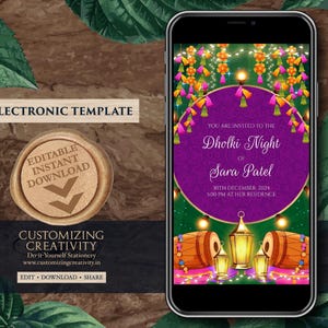 Digital Dholki Invitation: Mehndi, Pakistani Wedding (Electronic Template) image 2