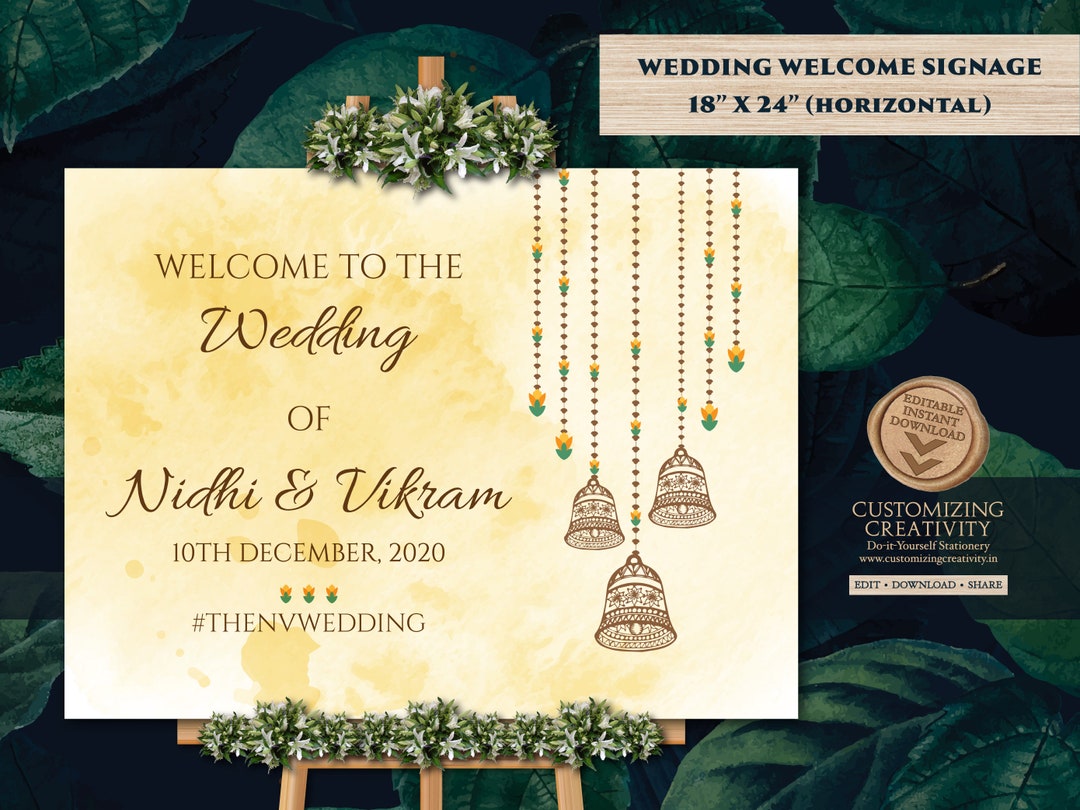 Telugu Wedding Welcome Sign as Telugu Wedding Signages South -  Norway