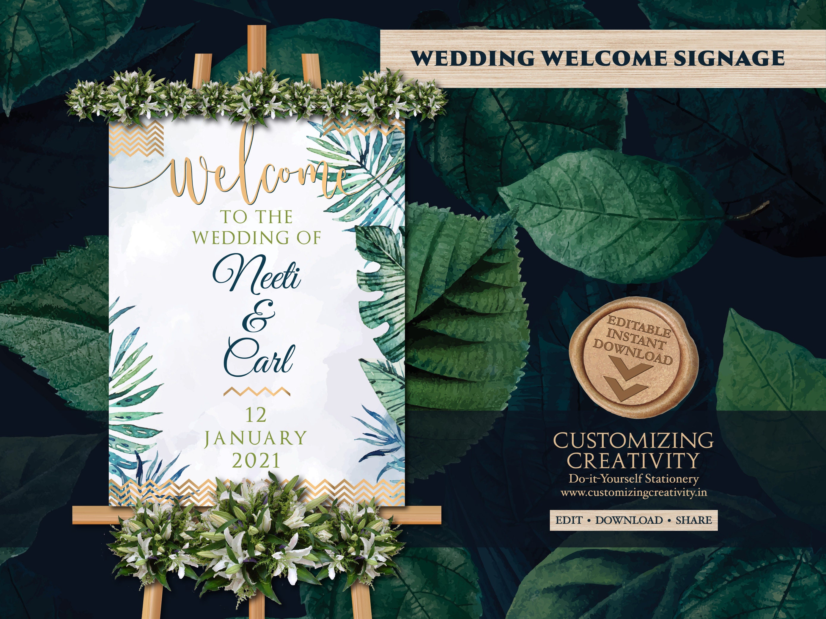 Bienvenidos wedding welcome sign template Mexico agave -  Portugal