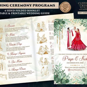 Hindu Wedding Program guide & Indian Wedding program template, Indian Wedding  Programme as Gujarati Wedding program, Hindu Ceremony guide