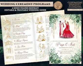 Hindu Wedding Program Template: Gujarati Ceremony Guide (Digital Download)